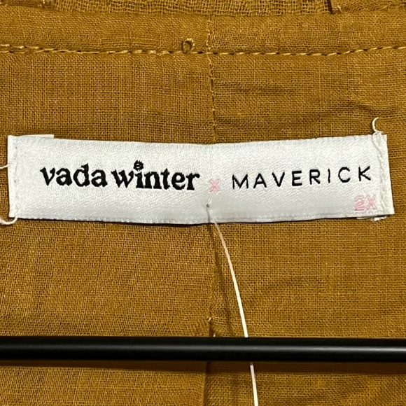 Vada Winter - Maverick Adams Gauze Cotton Brown Button Front Blazer - 2x - 3x - Picture 6 of 9